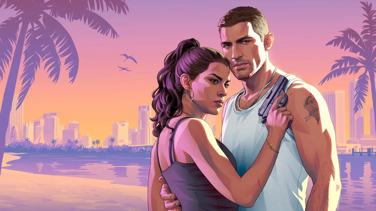 Couverture du magazine Game Informer issue 382 dédiée à Grand Theft Auto VI avec Jason et Lucia