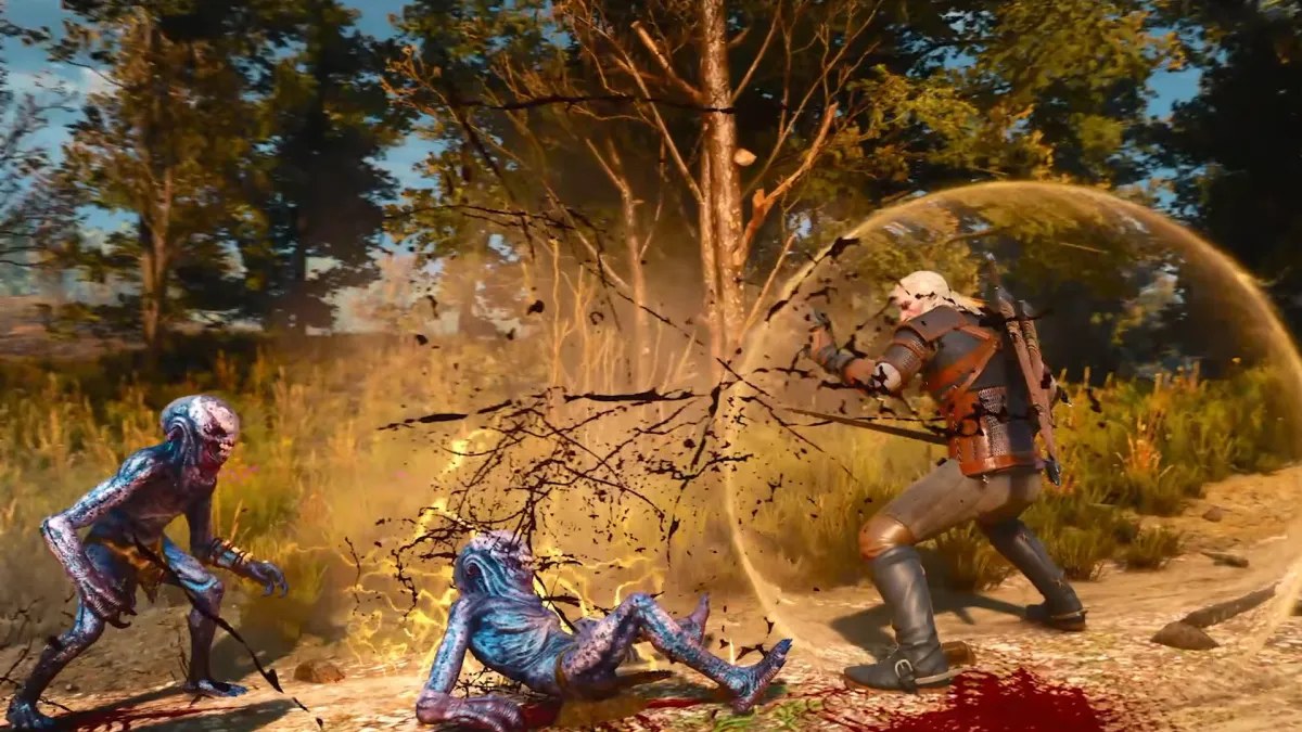 Geralt face aux marais de Velen dans The Witcher 3: Wild Hunt Remastered